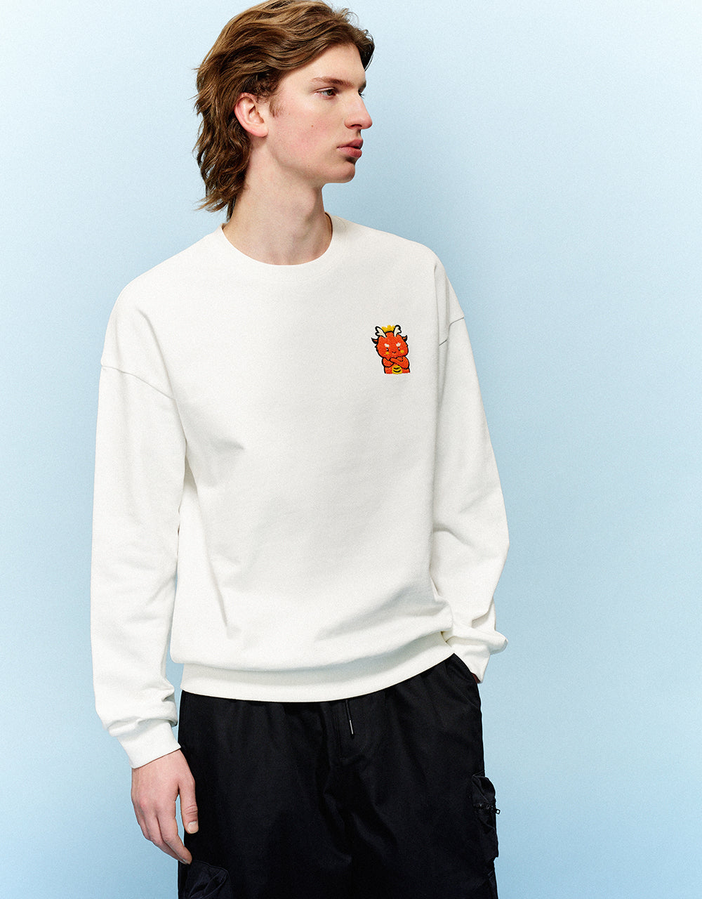 Embossed Crew Neck Sweatshirt