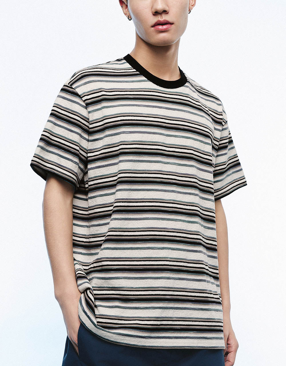 Striped Crew Neck Loose T-Shirt