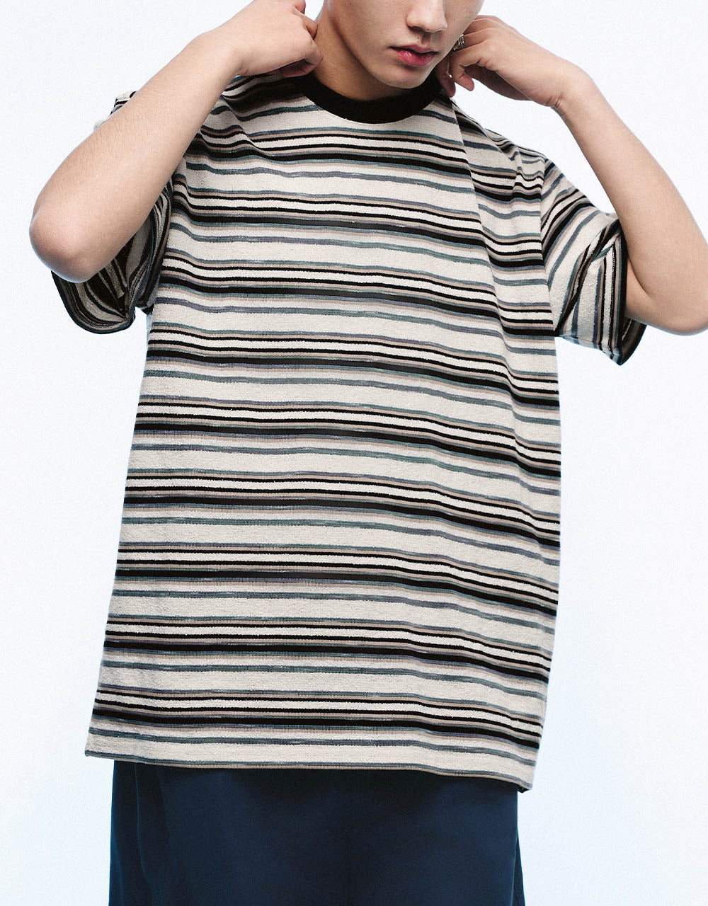 Striped Crew Neck Loose T-Shirt