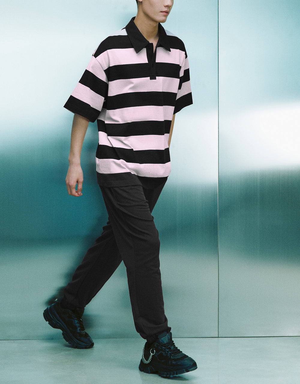 Striped Loose Polo Shirt