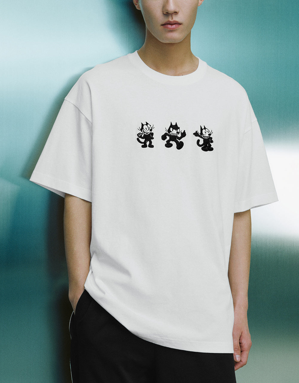 Cartoon Embroidered Crew Neck T-Shirt