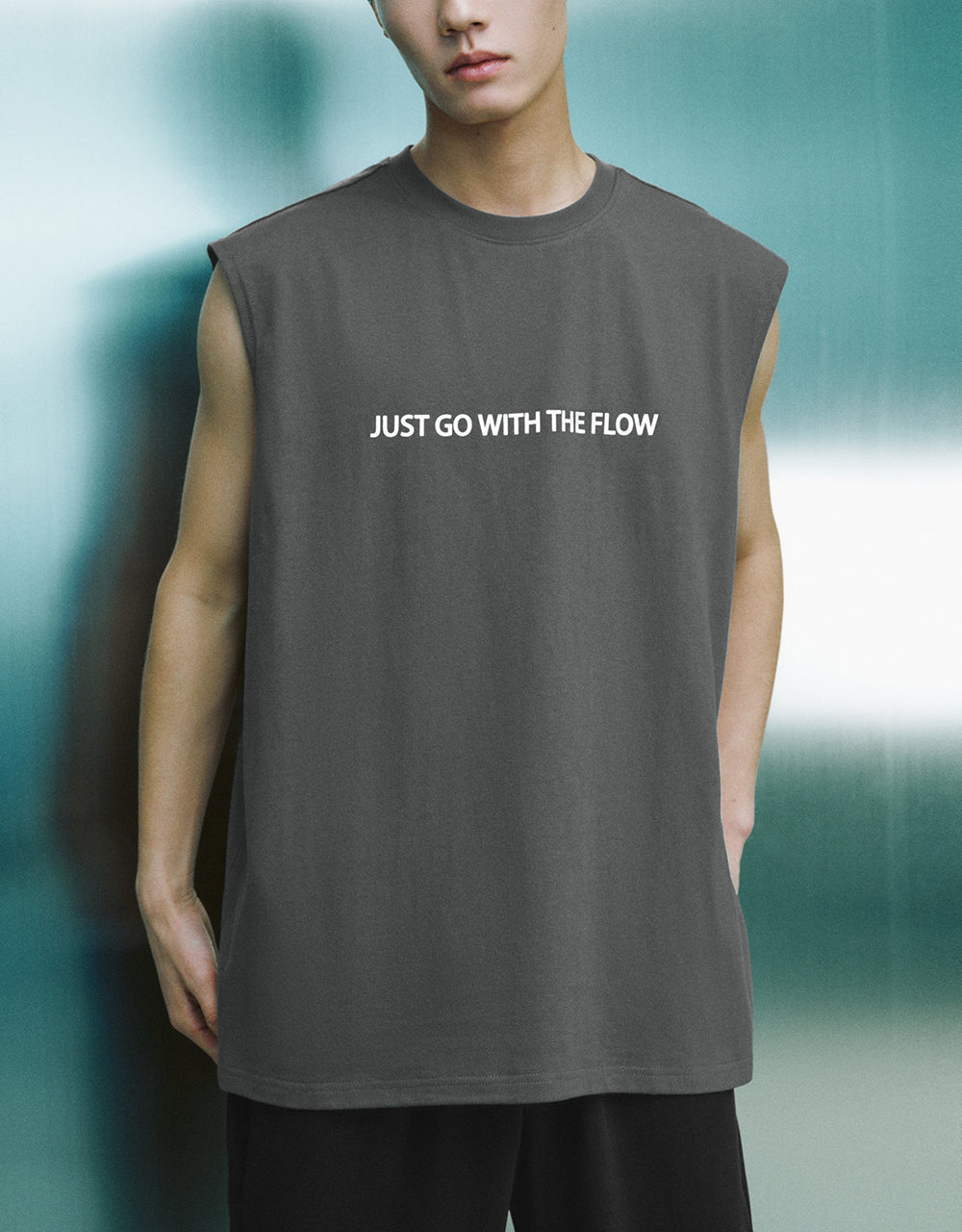 Letter Printed Crew Neck Tank Top