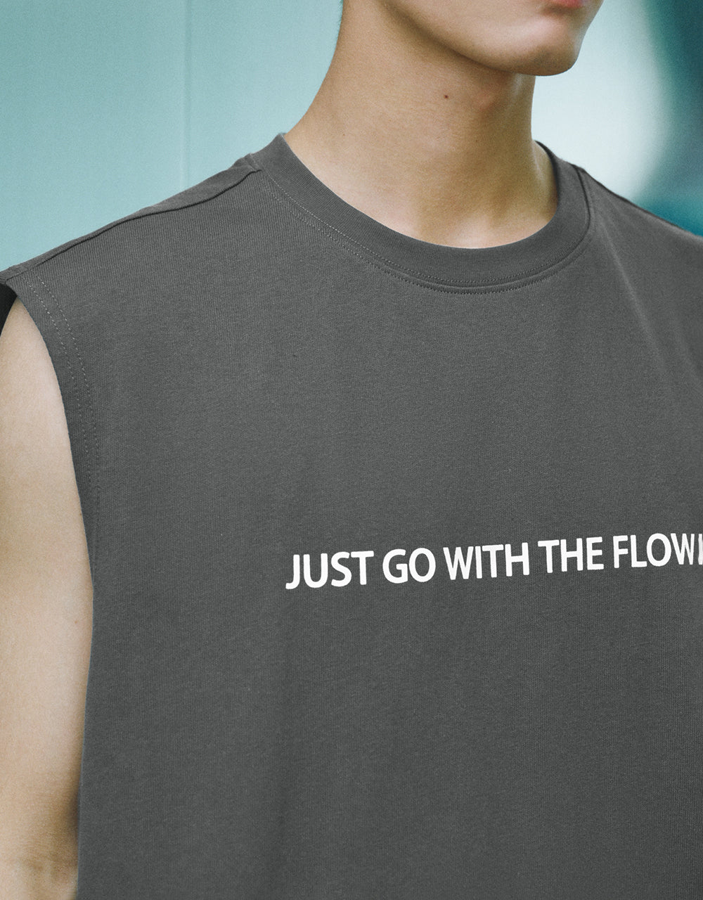 Letter Printed Crew Neck Tank Top