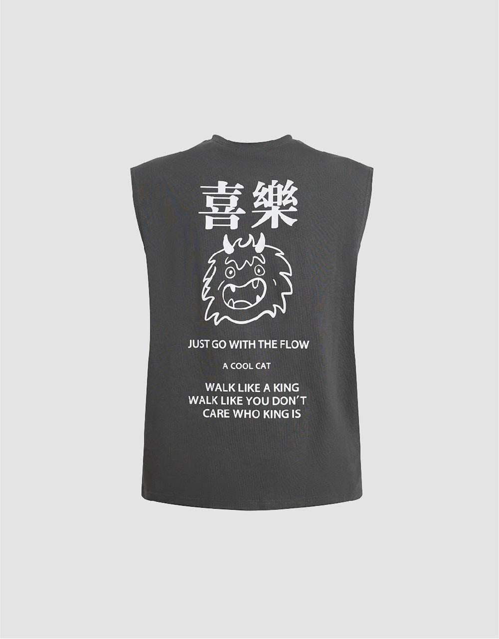 Letter Printed Crew Neck Tank Top