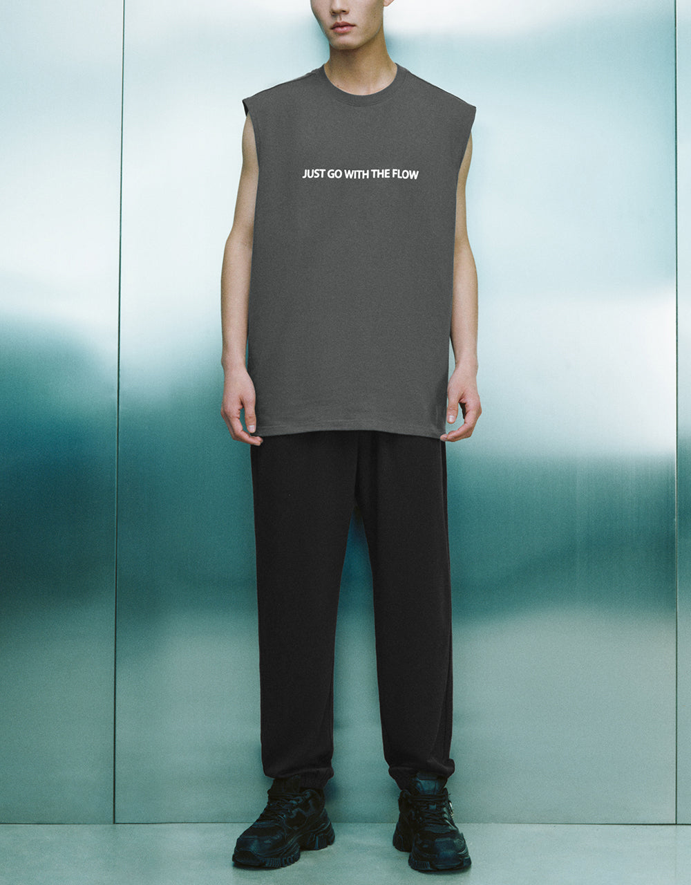 Letter Printed Crew Neck Tank Top