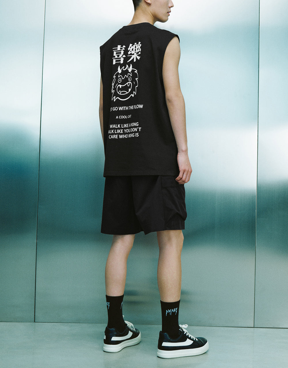 Letter Printed Crew Neck Tank Top