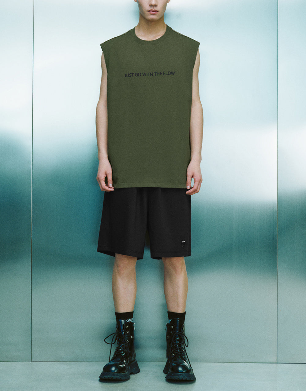 Letter Printed Crew Neck Tank Top