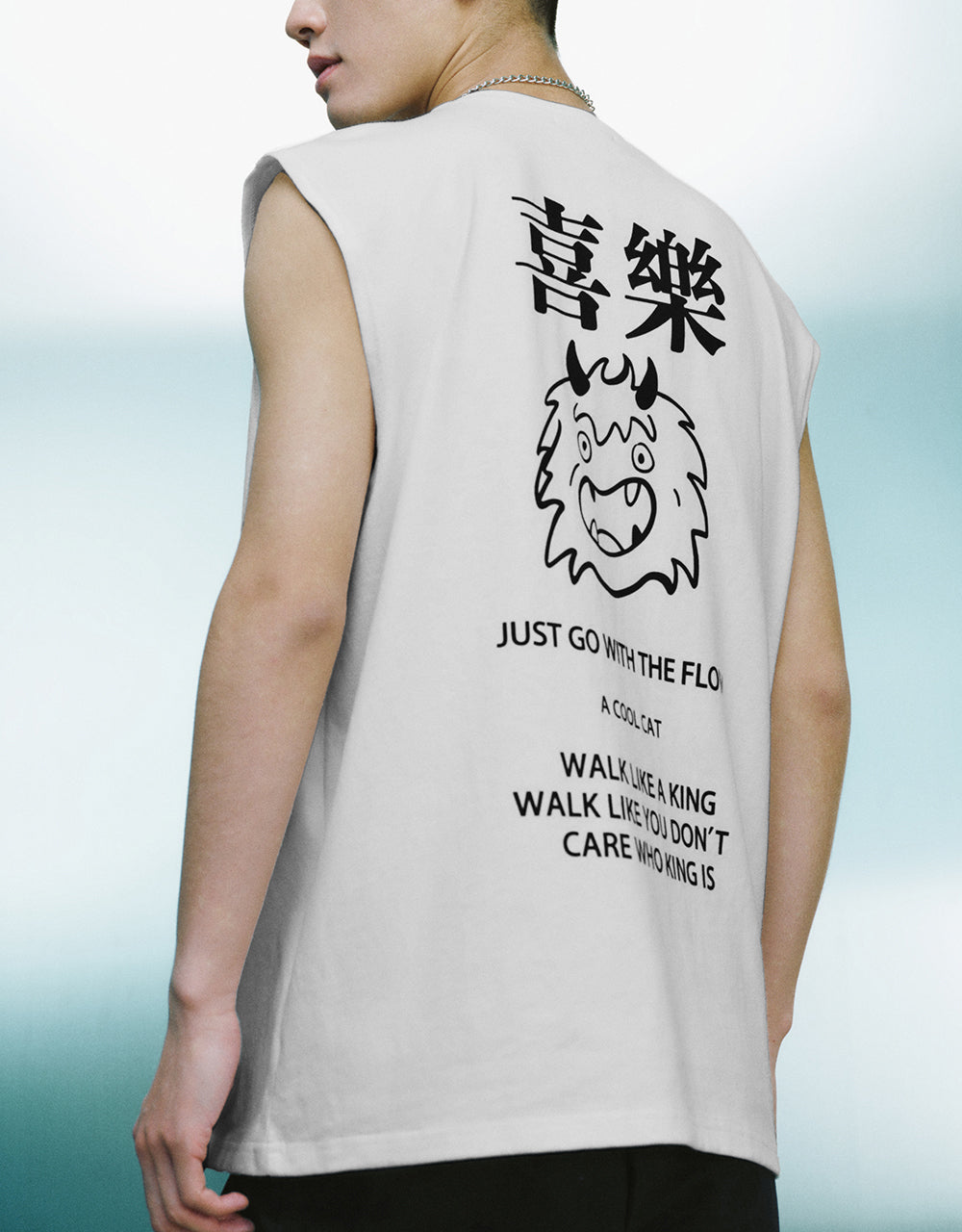 Letter Printed Crew Neck Tank Top