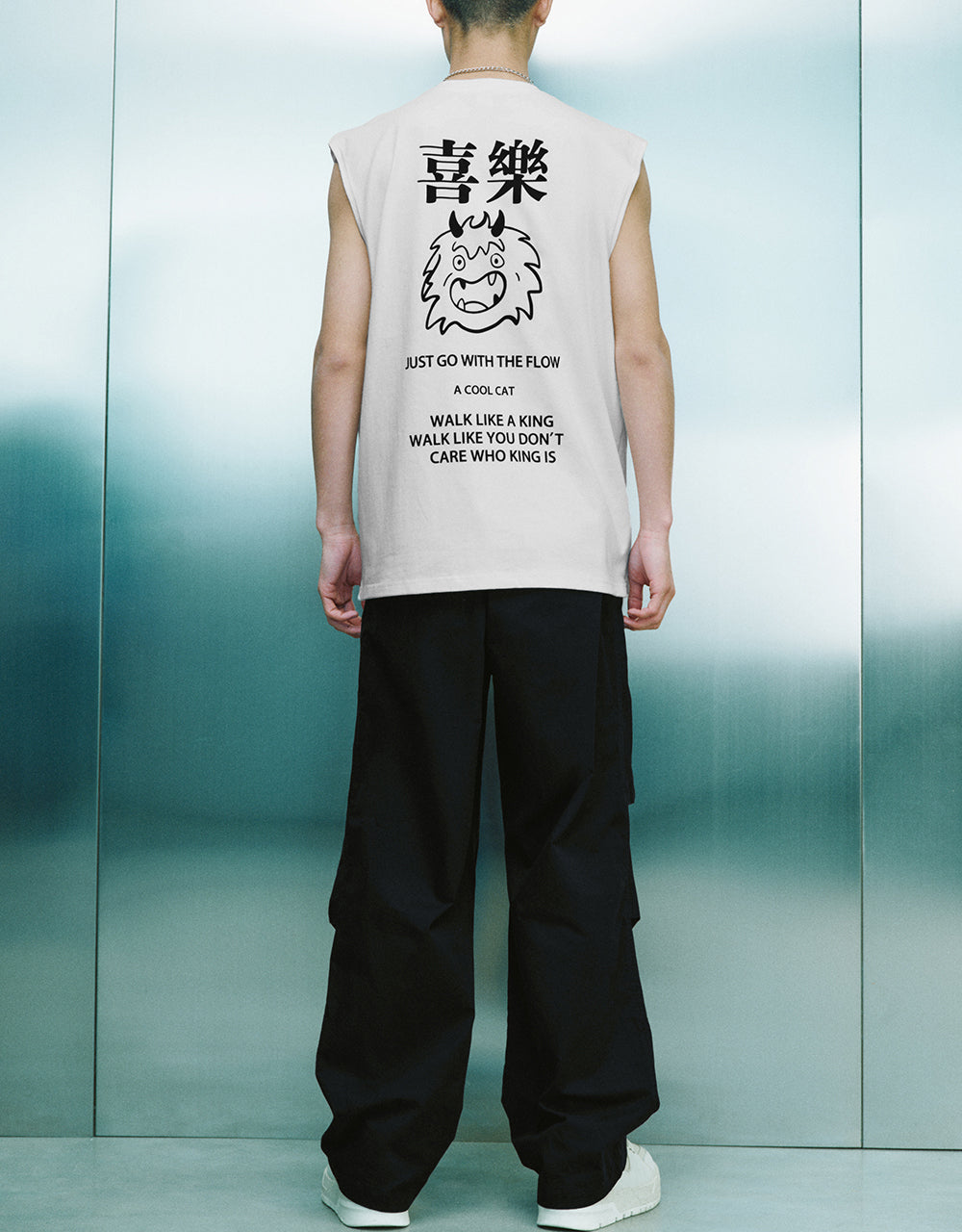 Letter Printed Crew Neck Tank Top