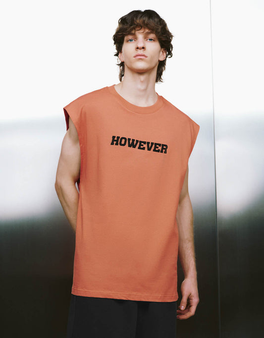 Letter Printed Crew Neck Tank Top