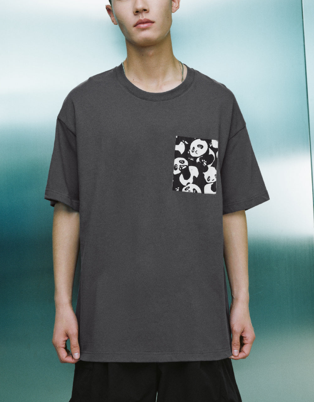 Panda Printed Crew Neck Loose T-Shirt