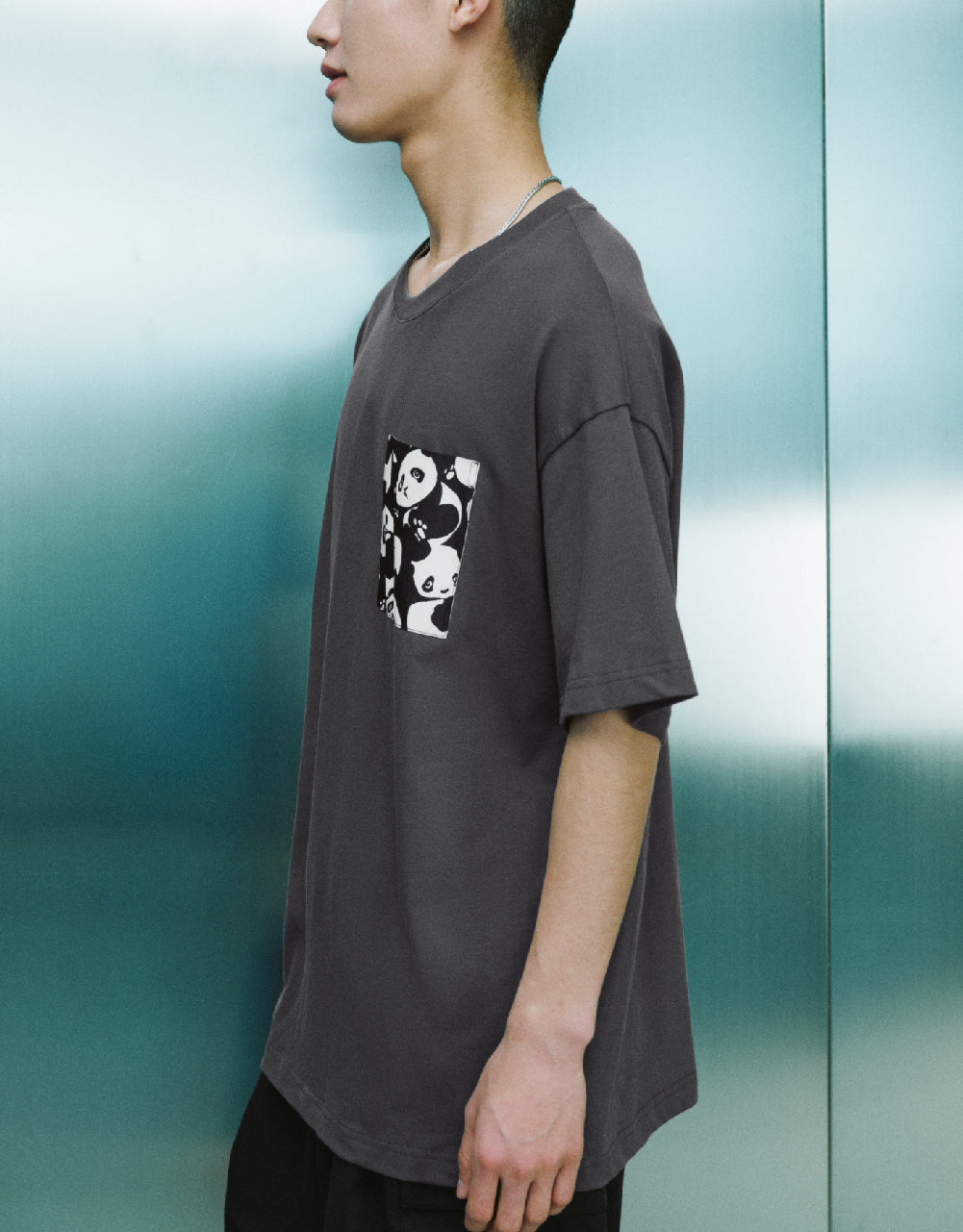 Panda Printed Crew Neck Loose T-Shirt