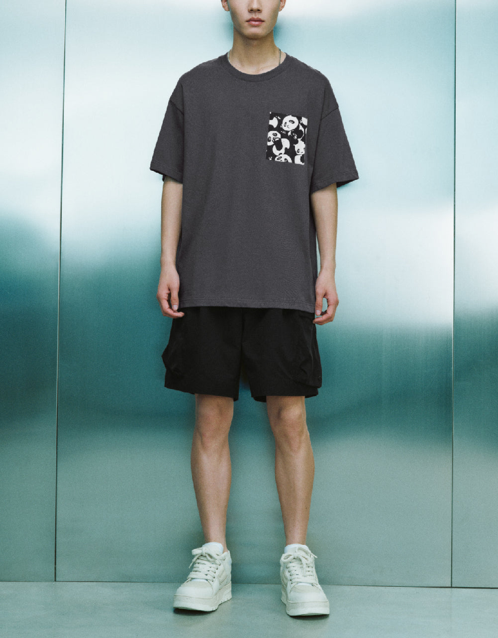 Panda Printed Crew Neck Loose T-Shirt