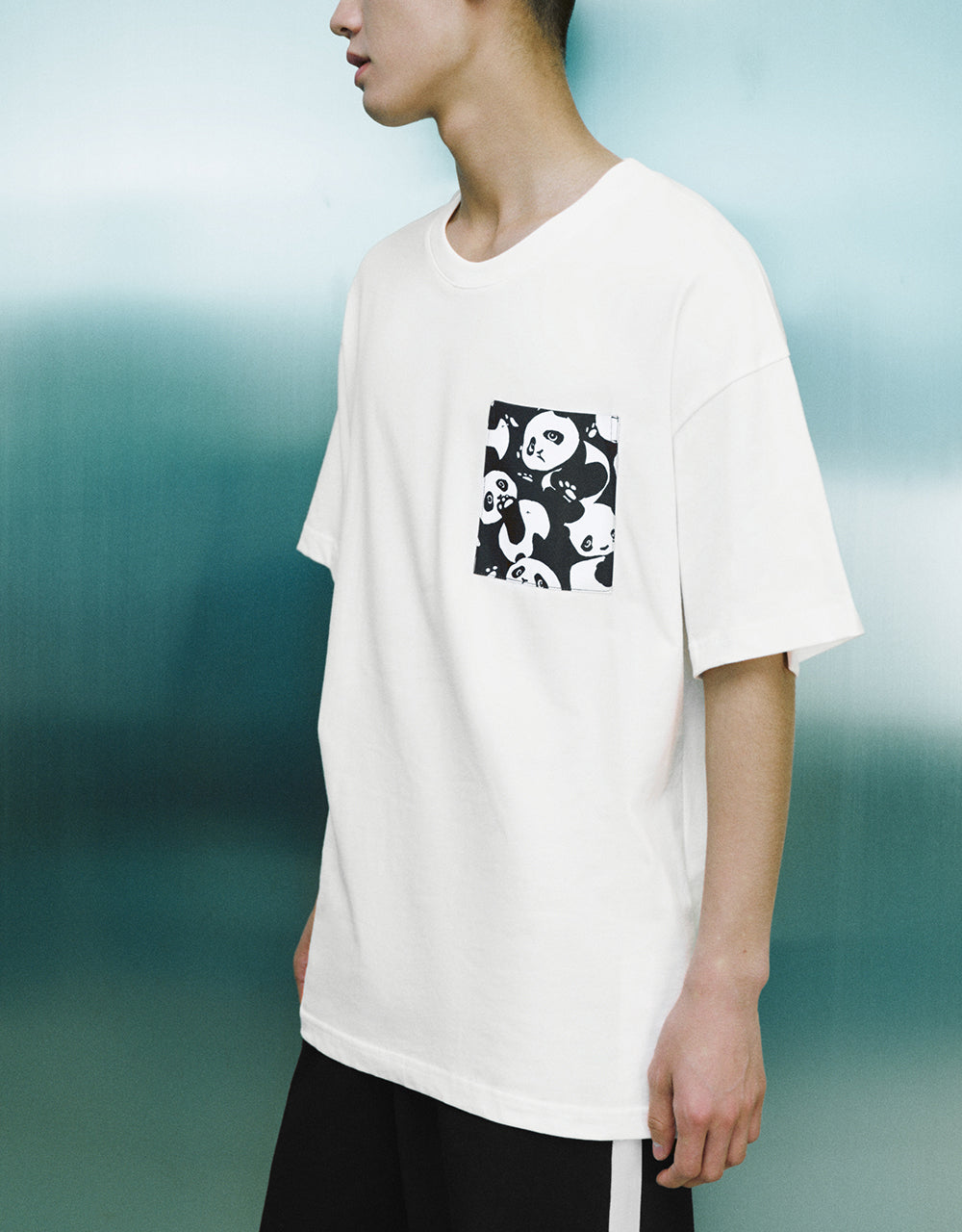 Panda Printed Crew Neck Loose T-Shirt