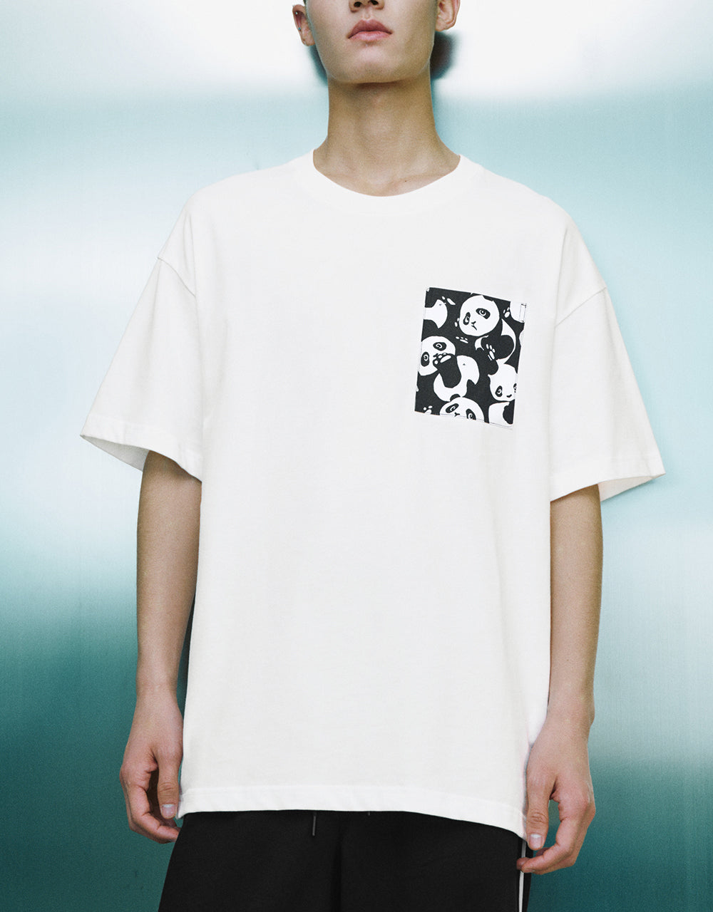 Panda Printed Crew Neck Loose T-Shirt