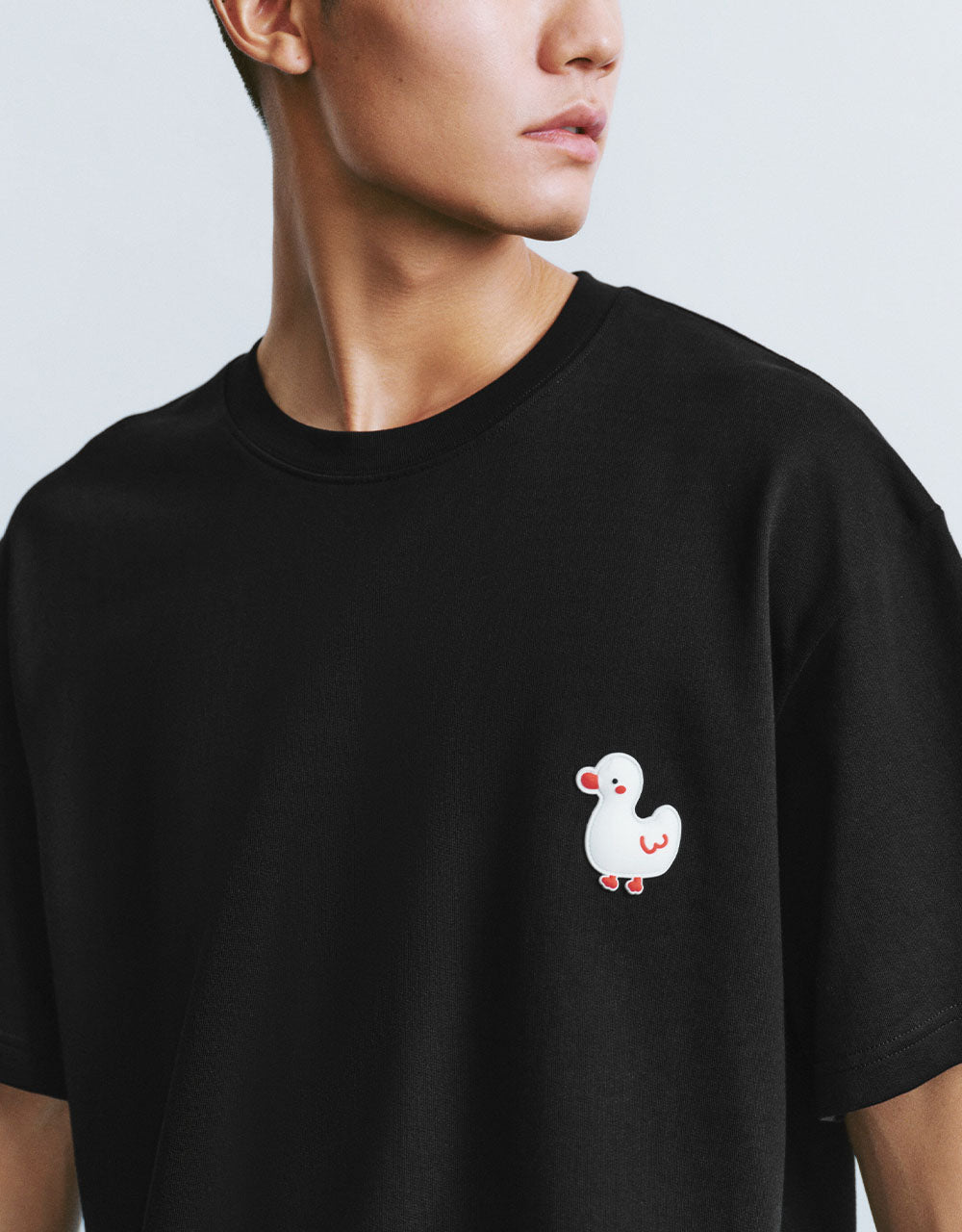 Cartoon Embossed Crew Neck T-Shirt