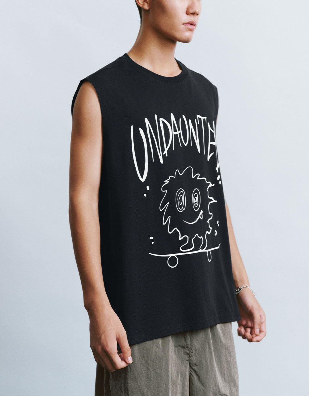 Printed Crew Neck Loose Tank Top