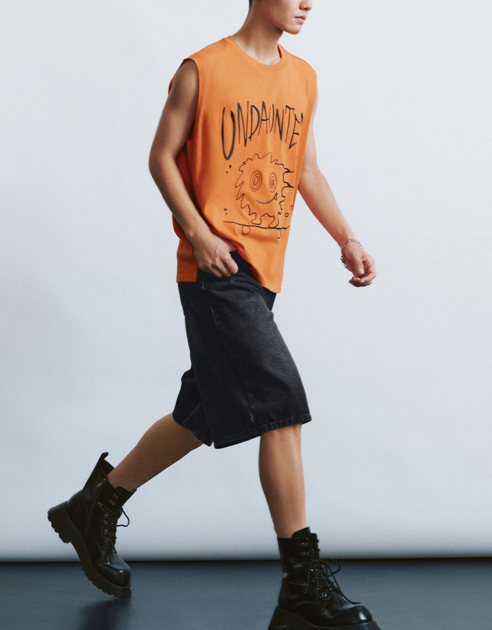 Printed Crew Neck Loose Tank Top