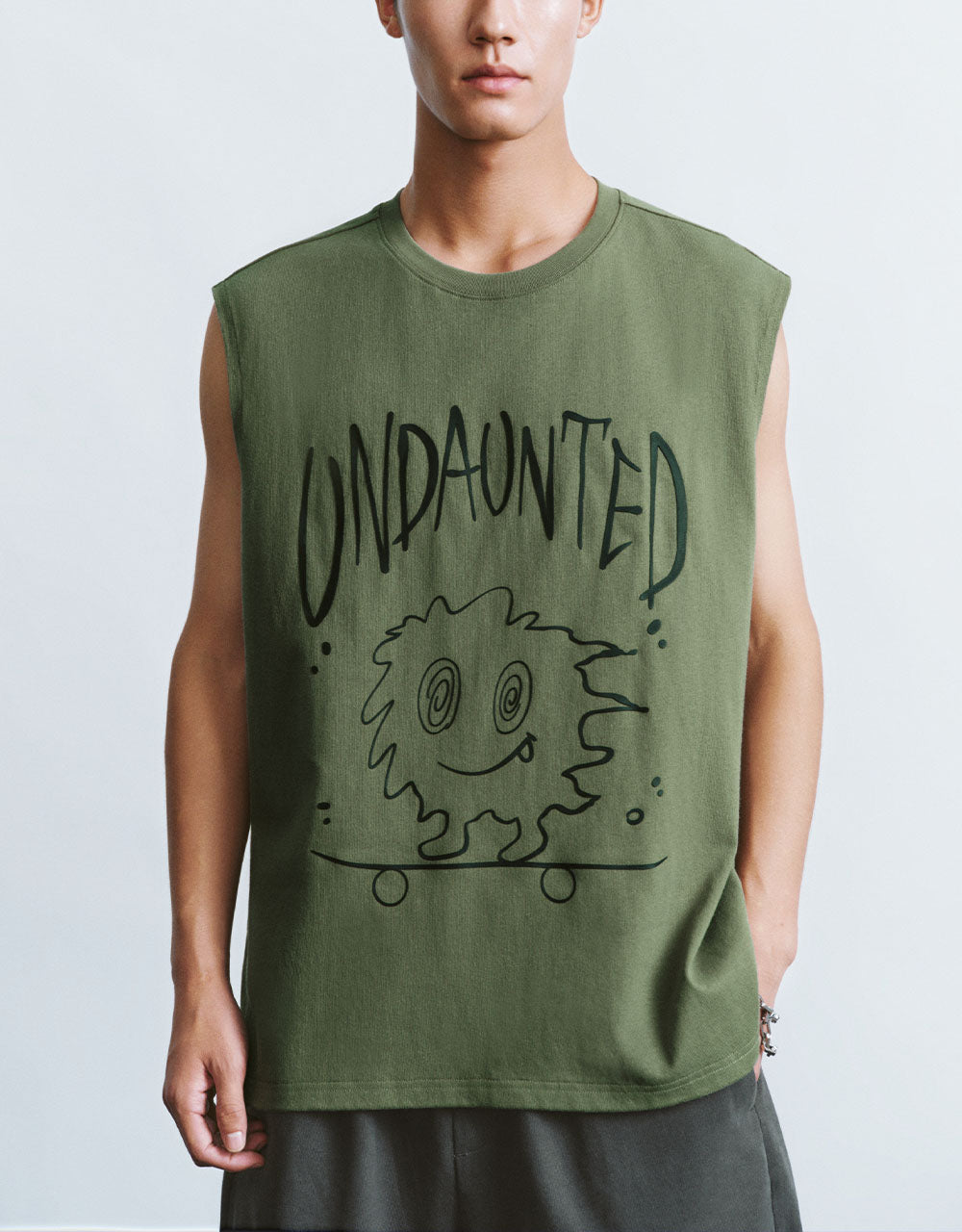 Printed Crew Neck Loose Tank Top