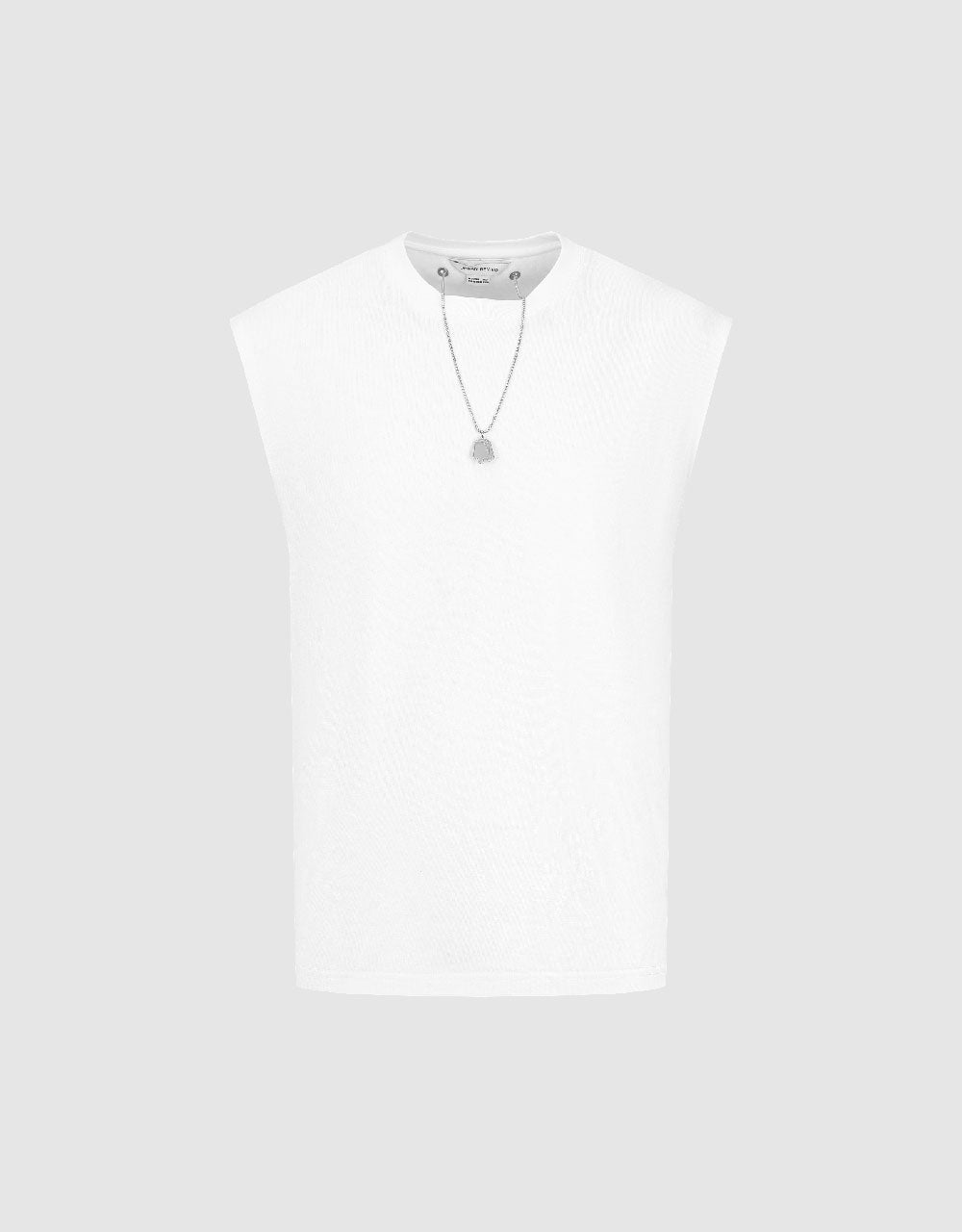 Crew Neck Loose Tank Top With Necklace