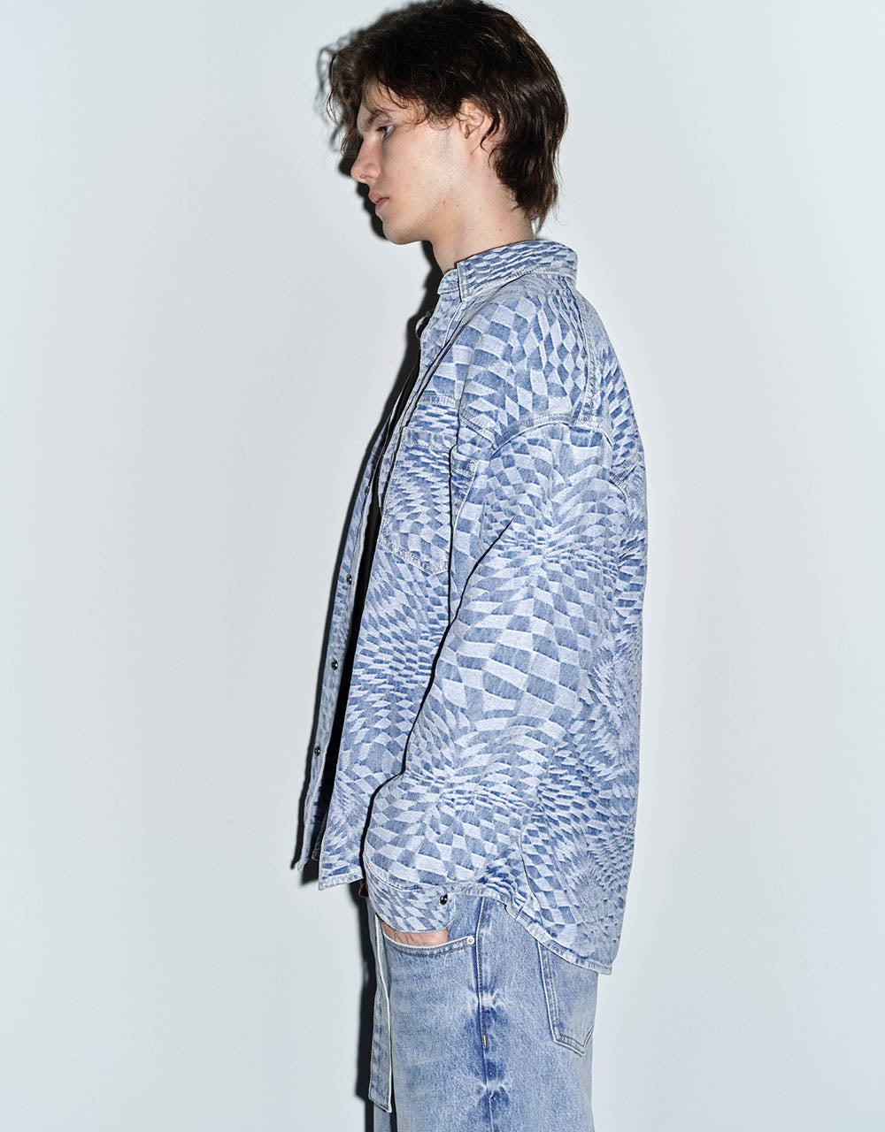 Printed Oversized Denim Shirt