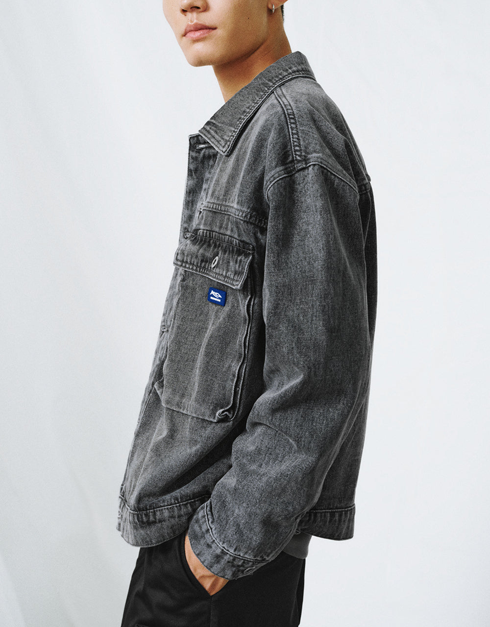 Drop Shoulder Sleeve Denim Jacket