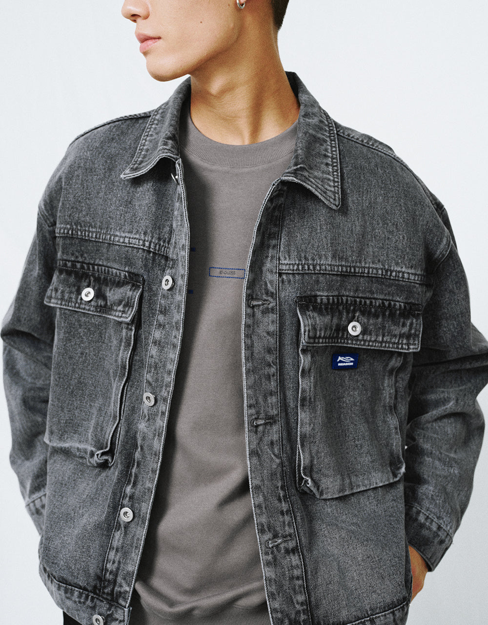 Drop Shoulder Sleeve Denim Jacket