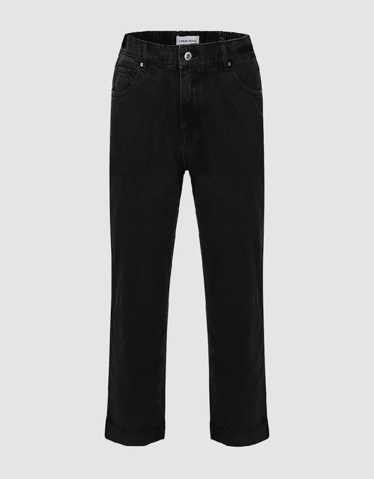 Raw Hem Straight Jeans