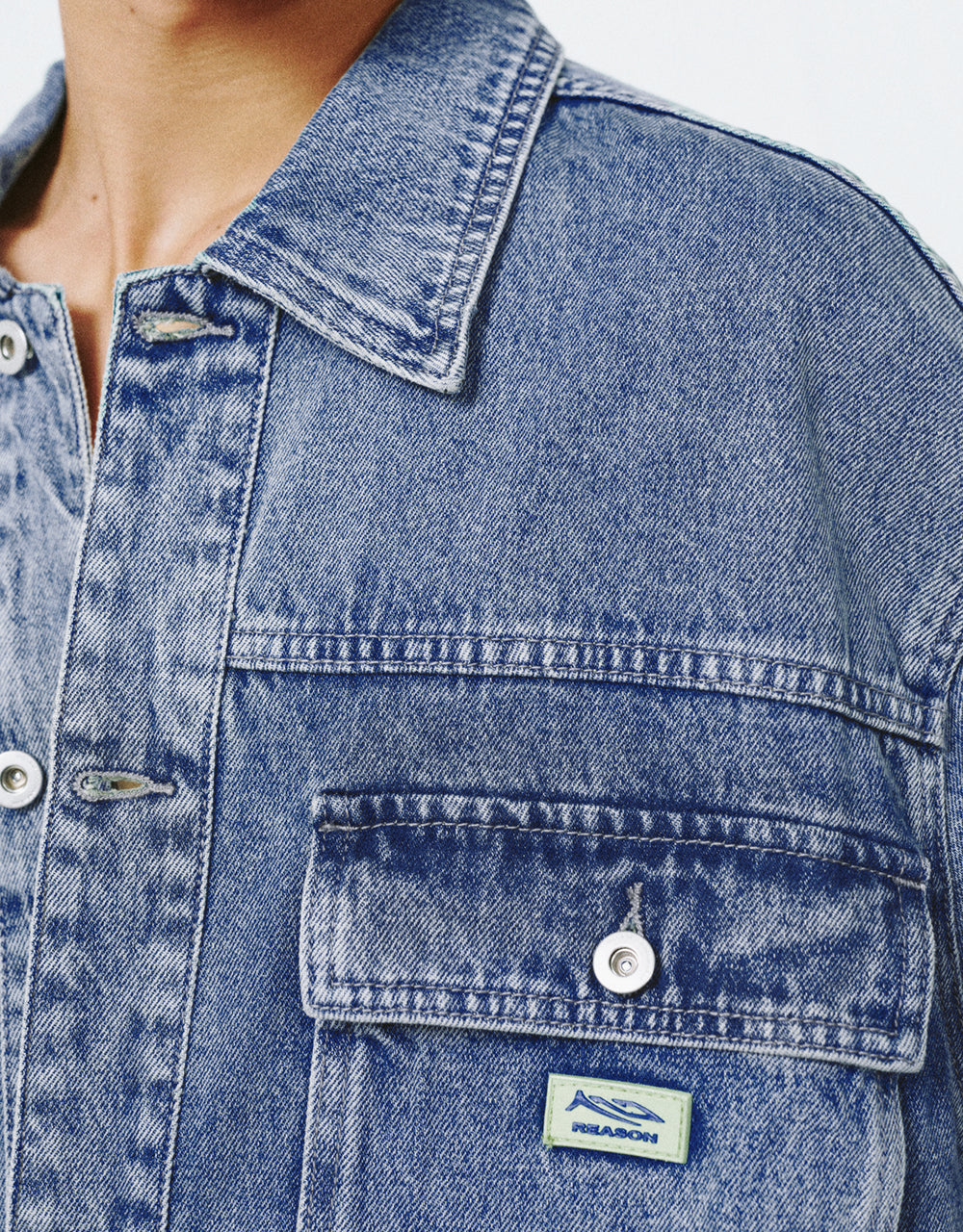 Drop Shoulder Sleeve Denim Jacket