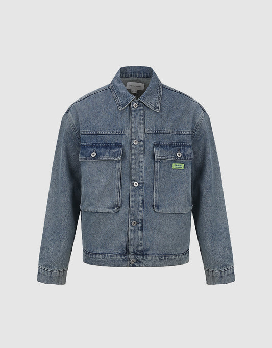 Drop Shoulder Sleeve Denim Jacket