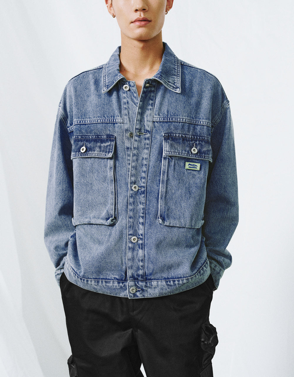 Drop Shoulder Sleeve Denim Jacket