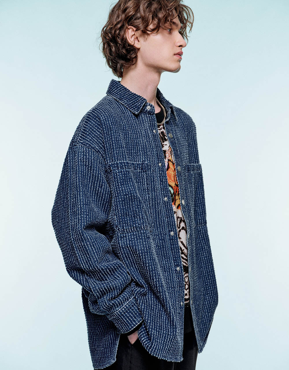 Pressed Button Denim Shirt