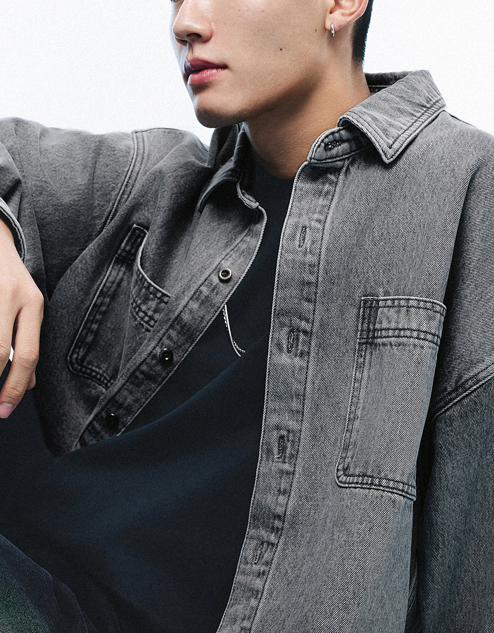 Button Up Oversized Denim Shirt