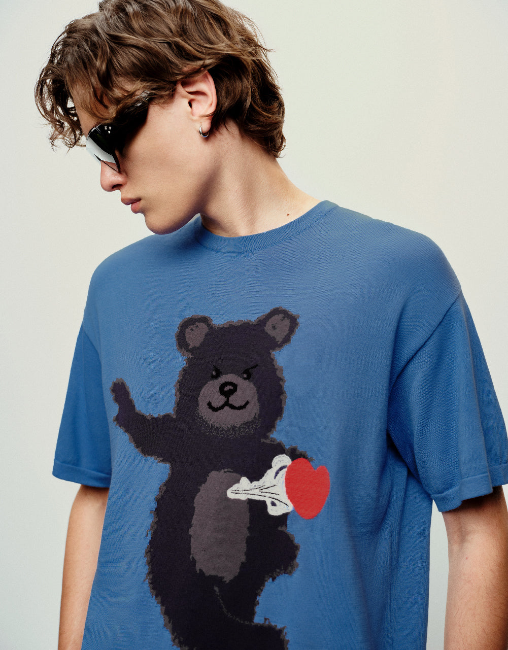 Bear Printed Knitted T-Shirt