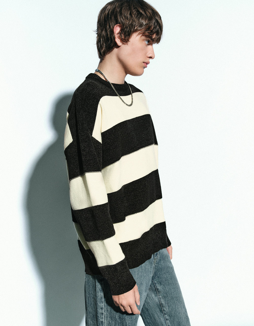 Striped Crew Neck Knitted T-Shirt