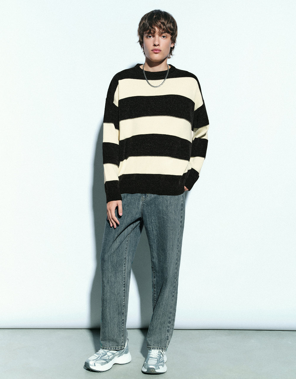 Striped Crew Neck Knitted T-Shirt