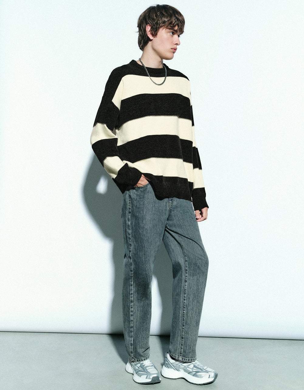 Striped Crew Neck Knitted T-Shirt