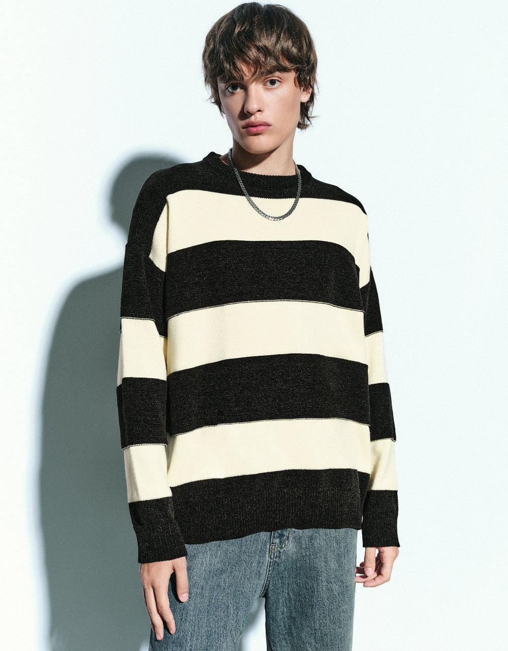 Striped Crew Neck Knitted T-Shirt