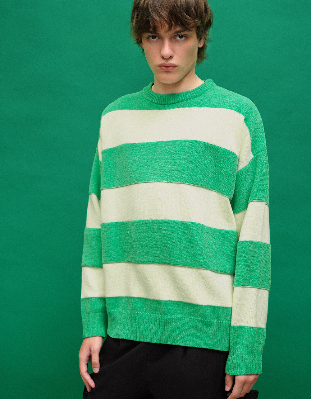 Striped Crew Neck Knitted T-Shirt