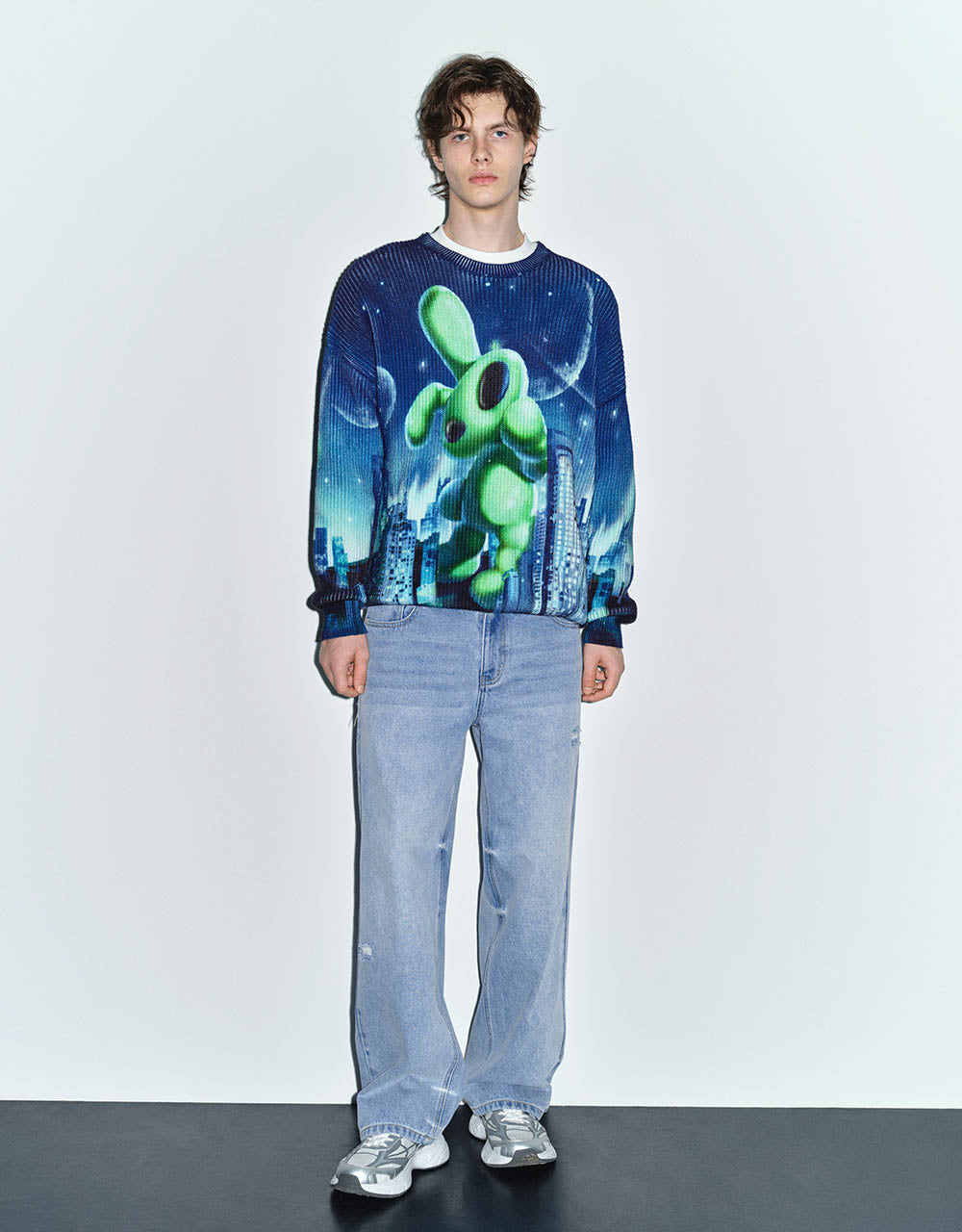 Interstellar Bunny Printed Knitted T-Shirt