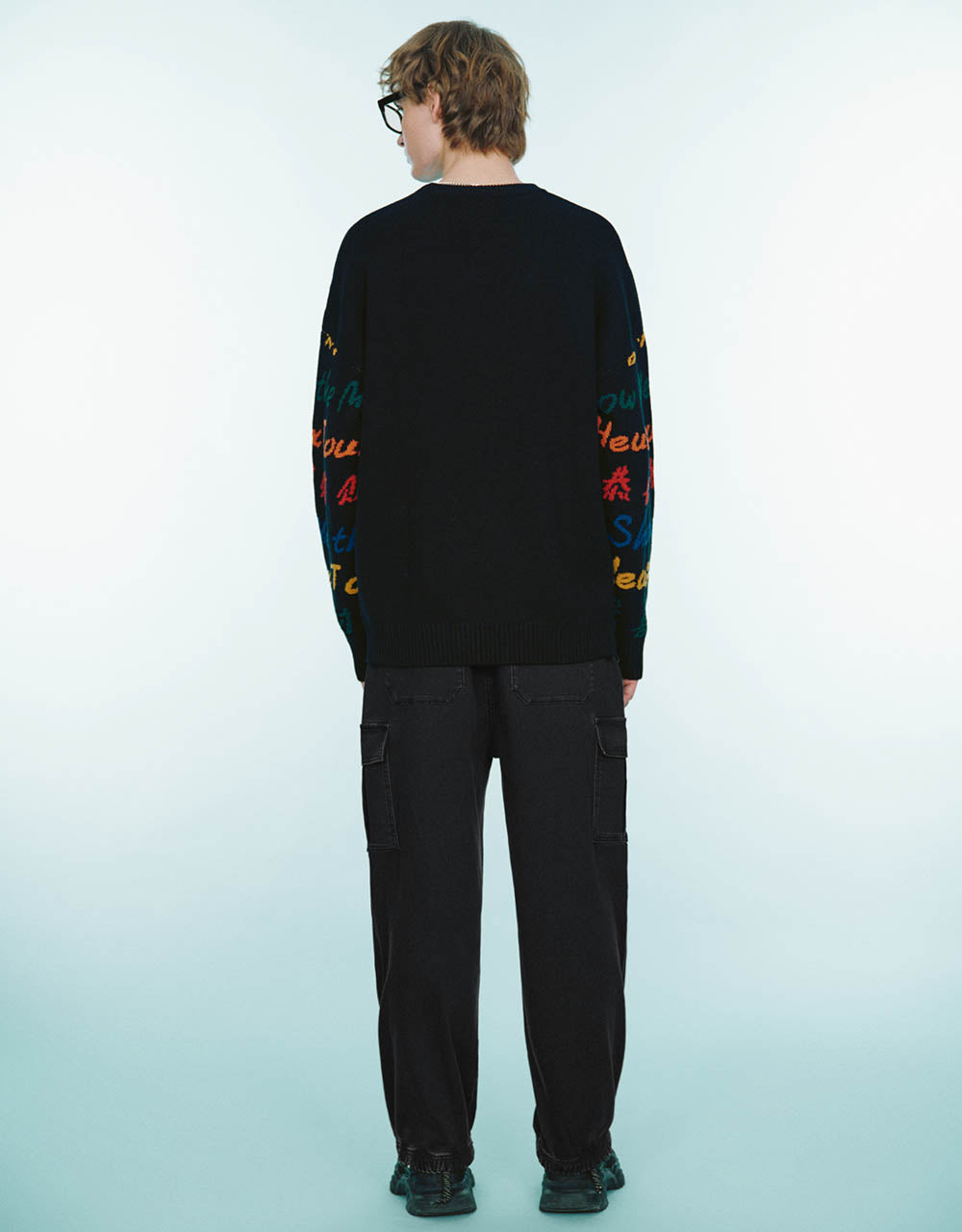 Letter Embroidered Crew Neck Sweater