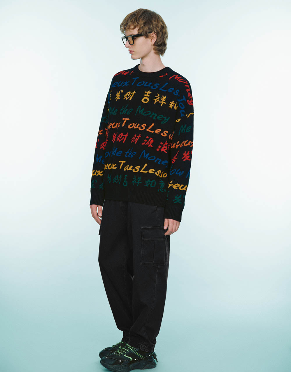Letter Embroidered Crew Neck Sweater