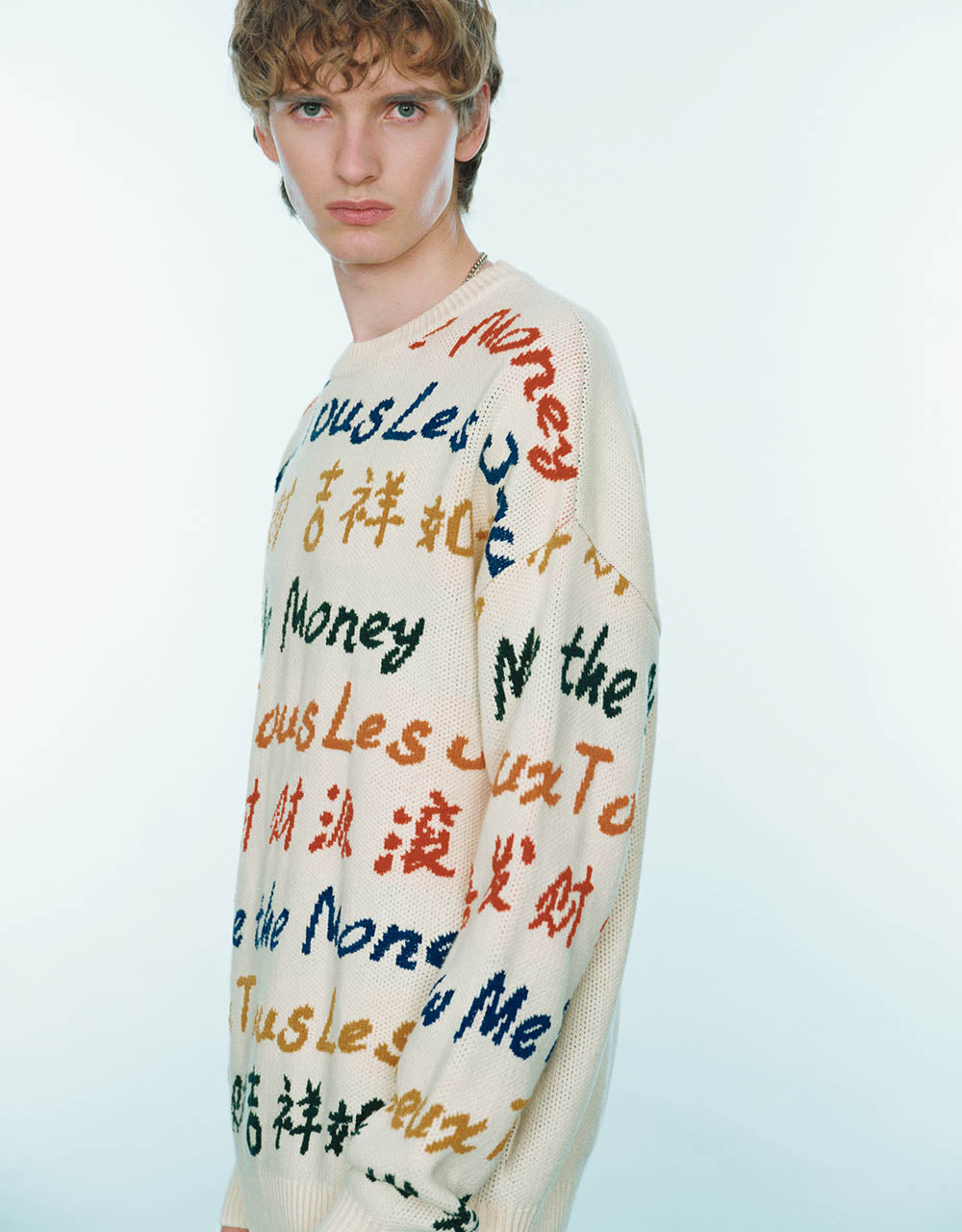 Letter Embroidered Crew Neck Sweater