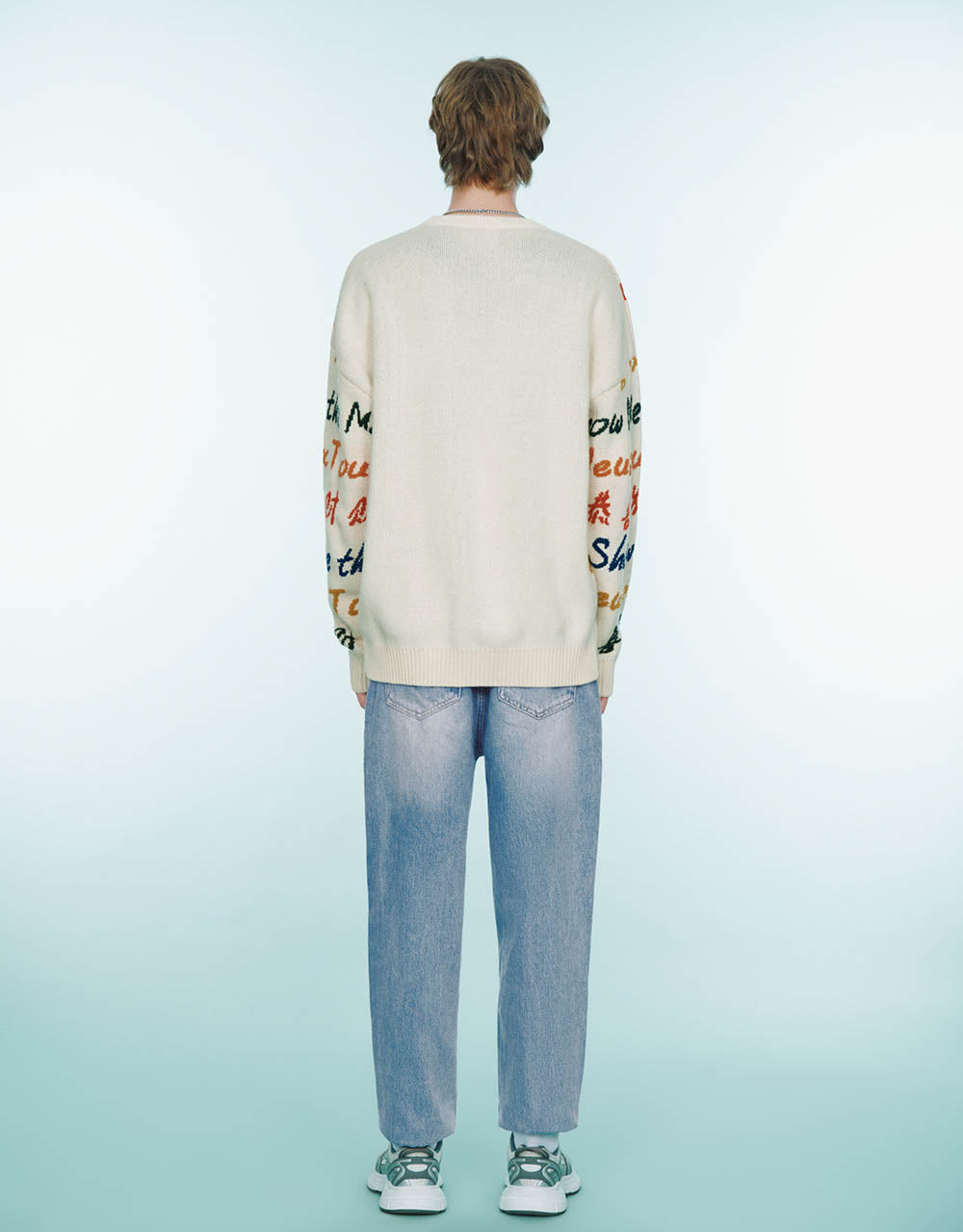 Letter Embroidered Crew Neck Sweater