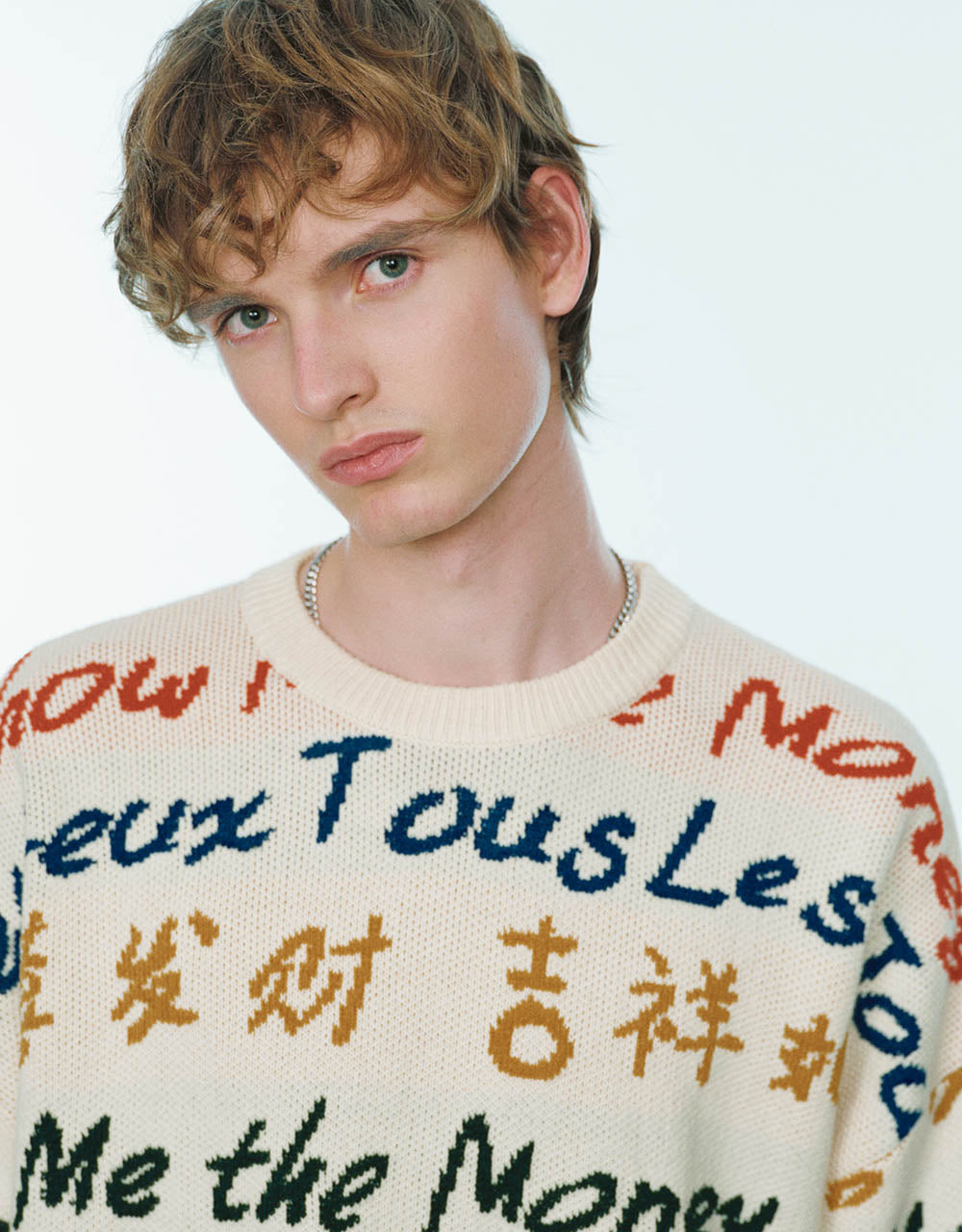 Letter Embroidered Crew Neck Sweater