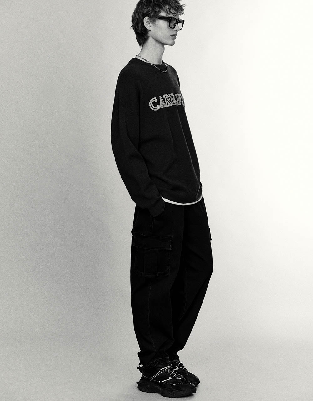 Letter Printed Knitted T-Shirt