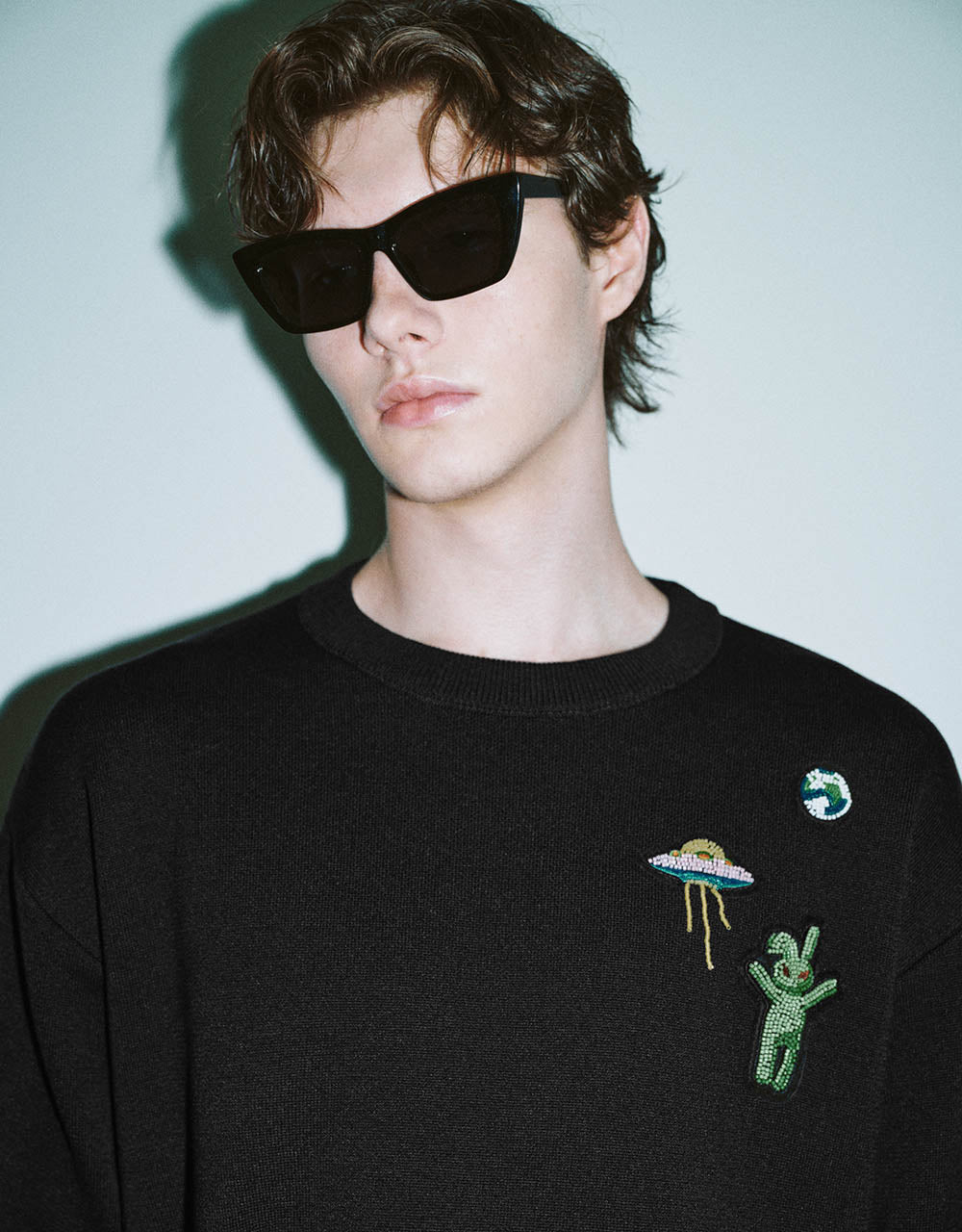 Alien Embroidered Knitted T-Shirt