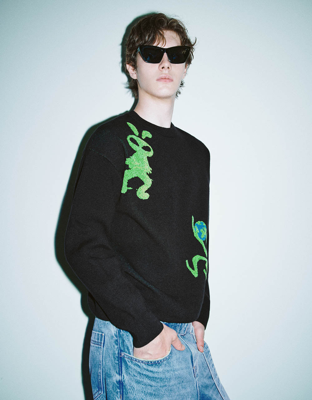 Alien Embroidered Knitted T-Shirt