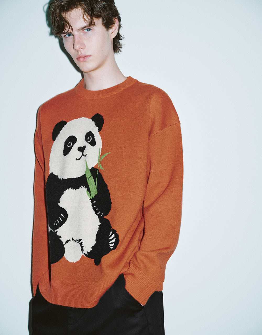 Panda Embroidered Knitted T-Shirt