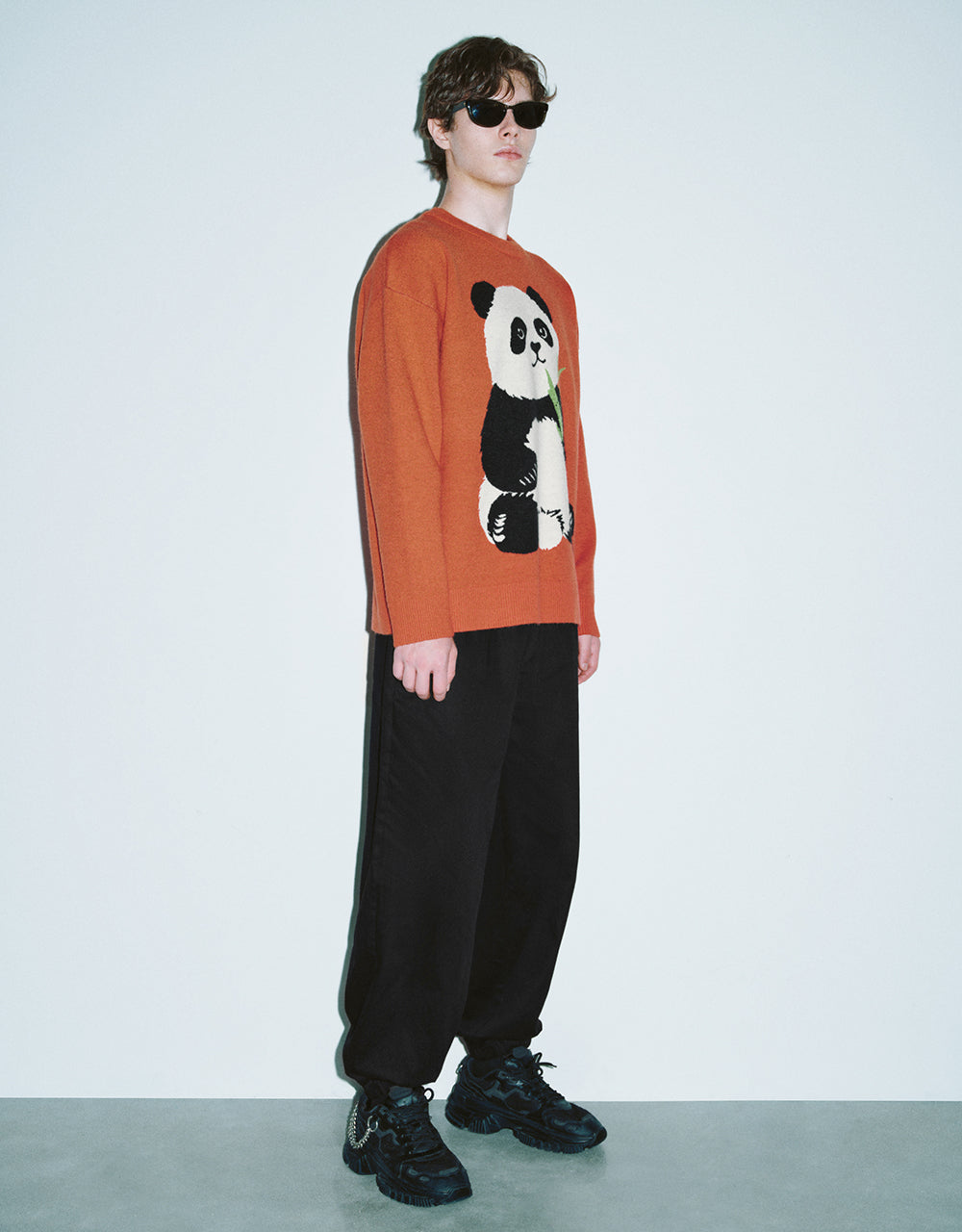 Panda Embroidered Knitted T-Shirt